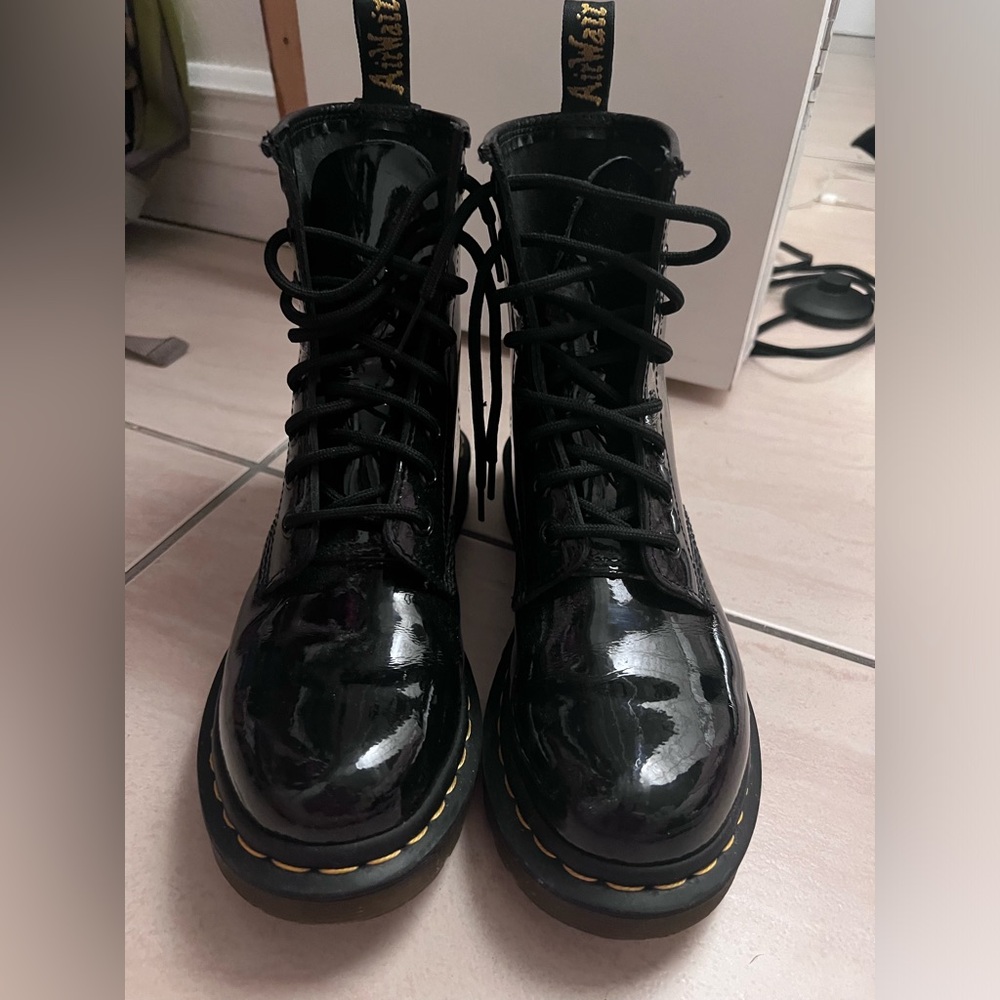 Dr Martens Patent Leather Lace Up Boots